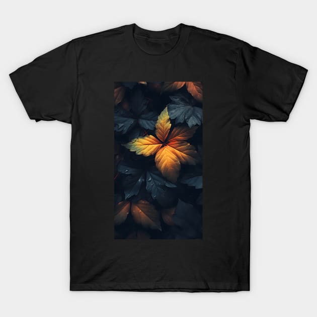 Beautiful fall leaves in surreal colors washed in rain ! T-Shirt by UmagineArts